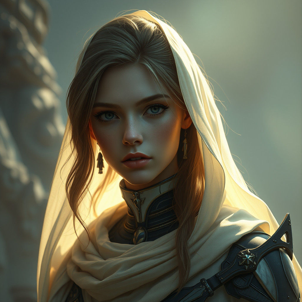 Sci-Fi Fantasy Character Sheet in Photorealistic Style