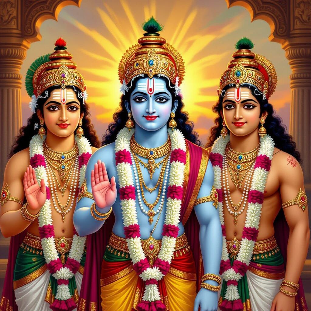 Vishnu Incarnations in Royal Indian Attire