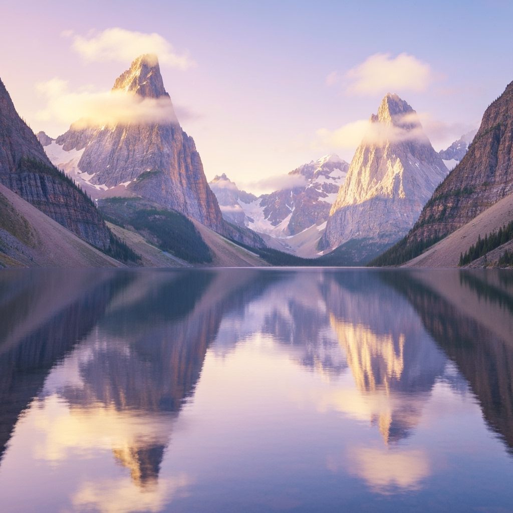 Surreal Crystal Mountains Reflect in Glassy Lake