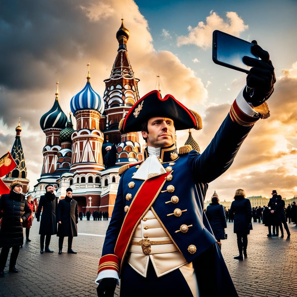 Napoleon Selfie in Moscow: Jacques-Louis David Style