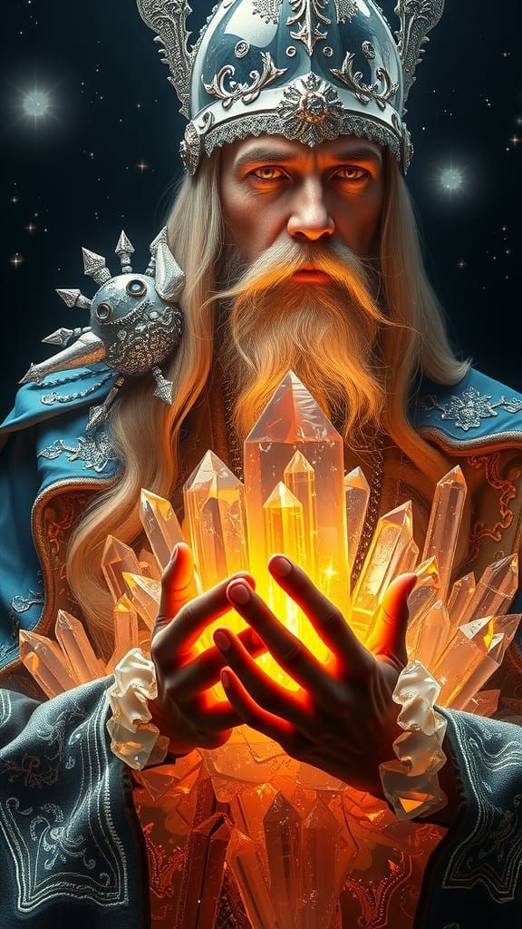 Surreal Crystal Sorcerer Radiates Wisdom in Hyperrealistic G...