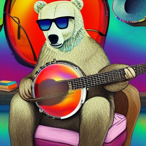 Astral Bear Plays Banjo in Visionary Style