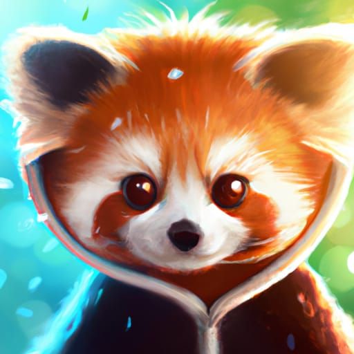 Chibi Red Panda Portrait in Digital Illustration Style