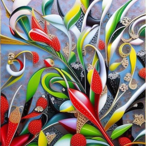 Abstract 3D Art with Glass, Crystals, and Jewels