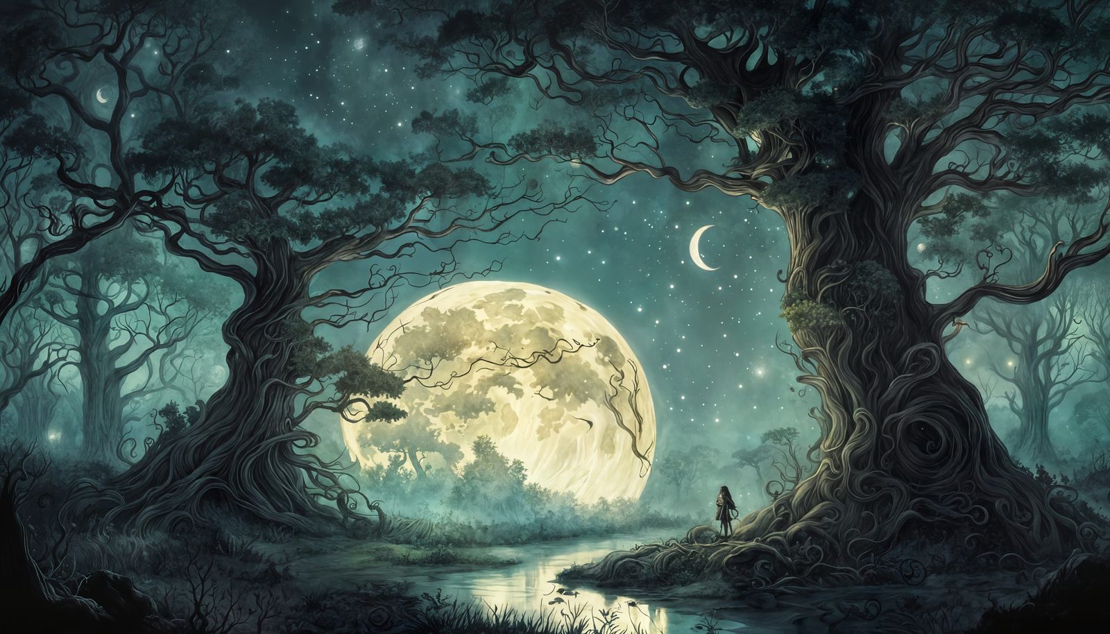 Giant Moonlit Pumpkin with Surreal Patterns in Enchanted For...