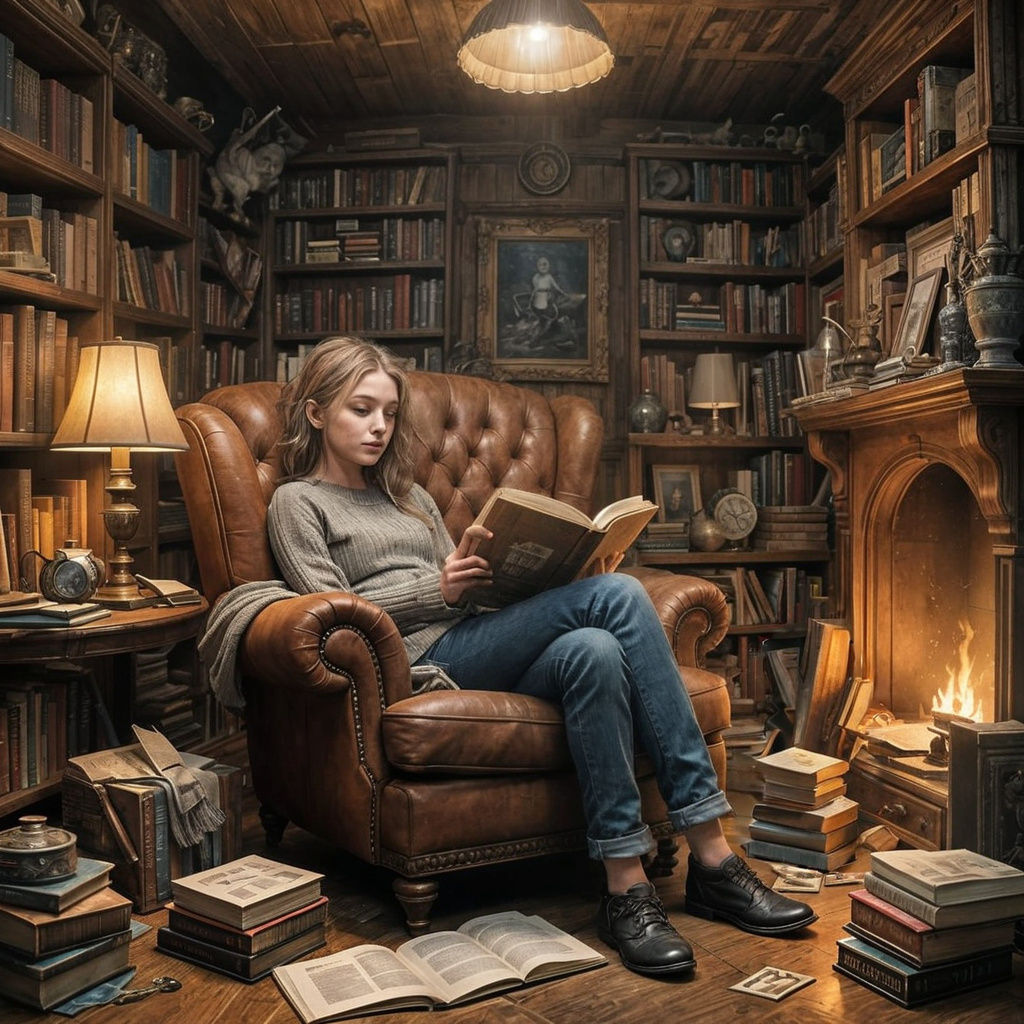 Cozy Bookworm in a Literary Haven