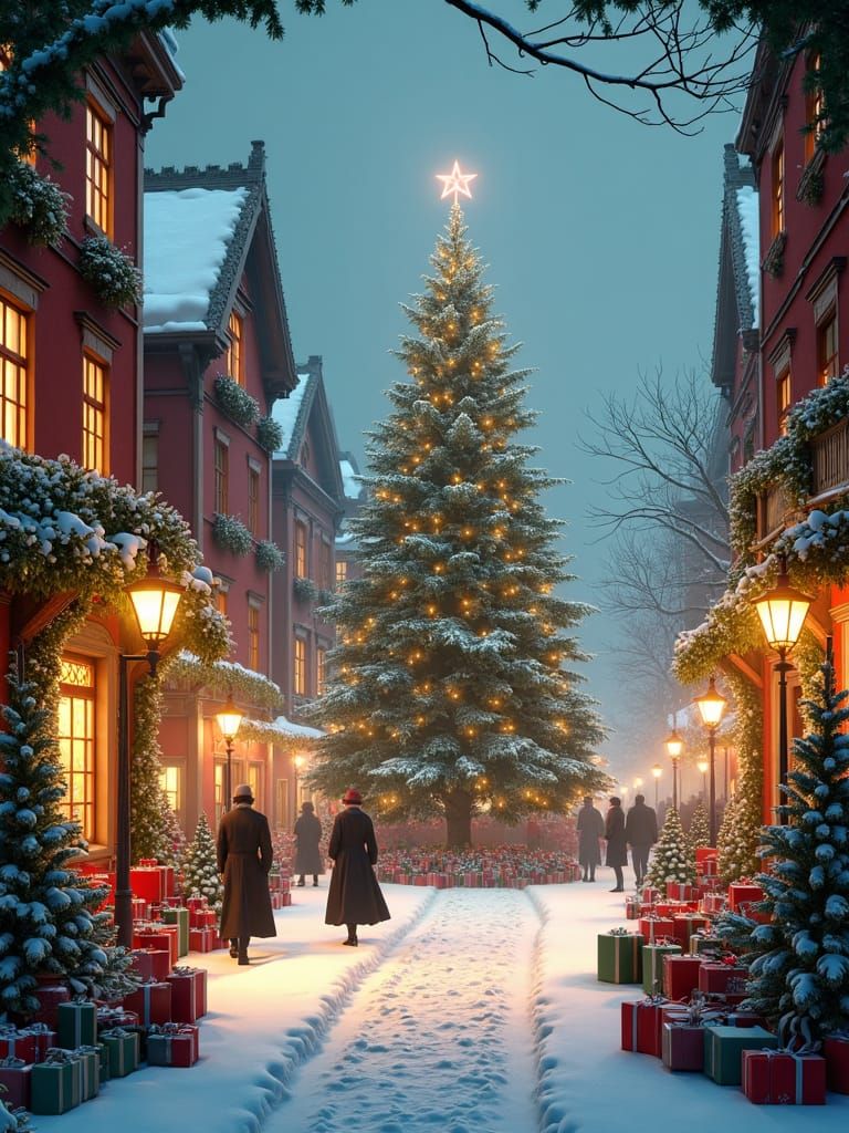 Victorian Christmas Scene in Unreal Engine 5 Style