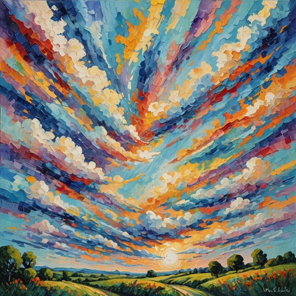Ideas Meet the Sky: Expressionist Oil Painting