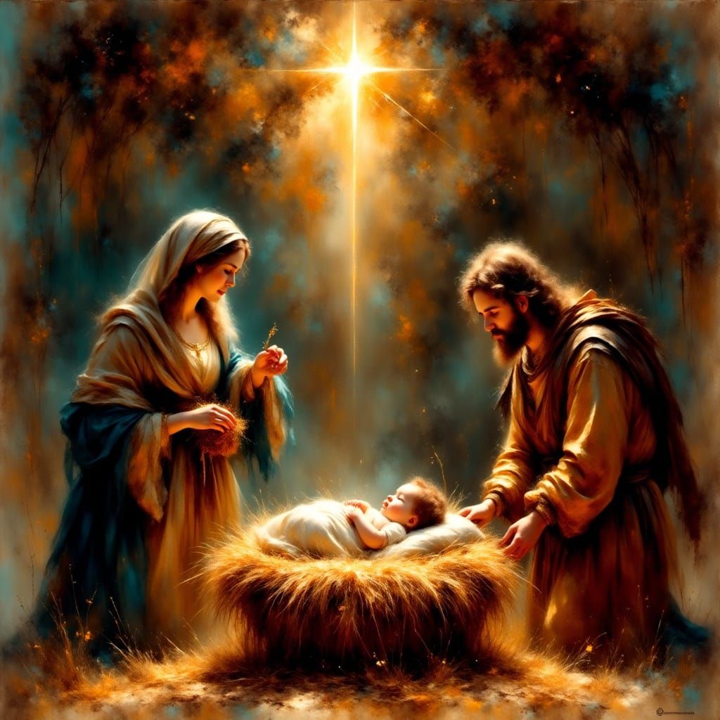 Baby Jesus in Manger, Renaissance Style