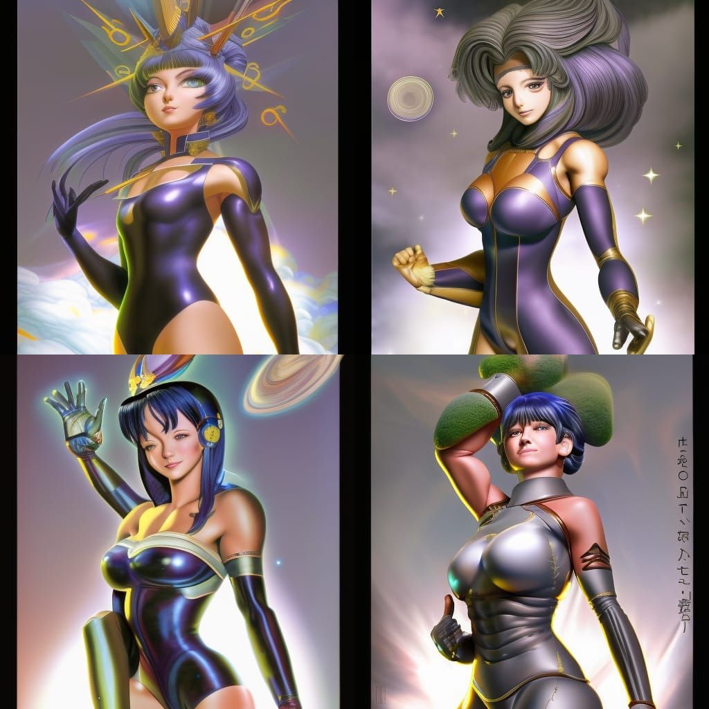 Galaxy Muscle Queen Holding the World