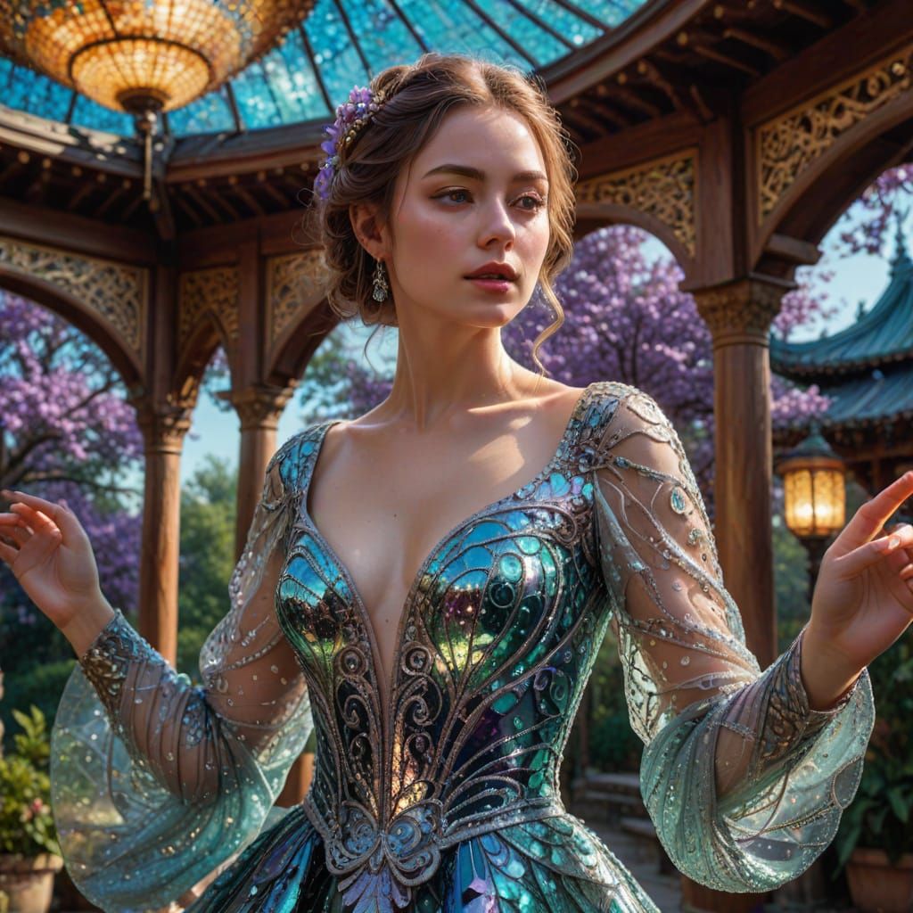 Her dress matched the Aurora