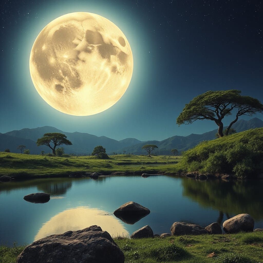 Tanganyika Amazing Luna in Night Sky