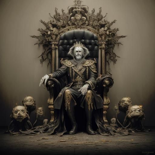 Baroque Surrealist King on Decaying Throne