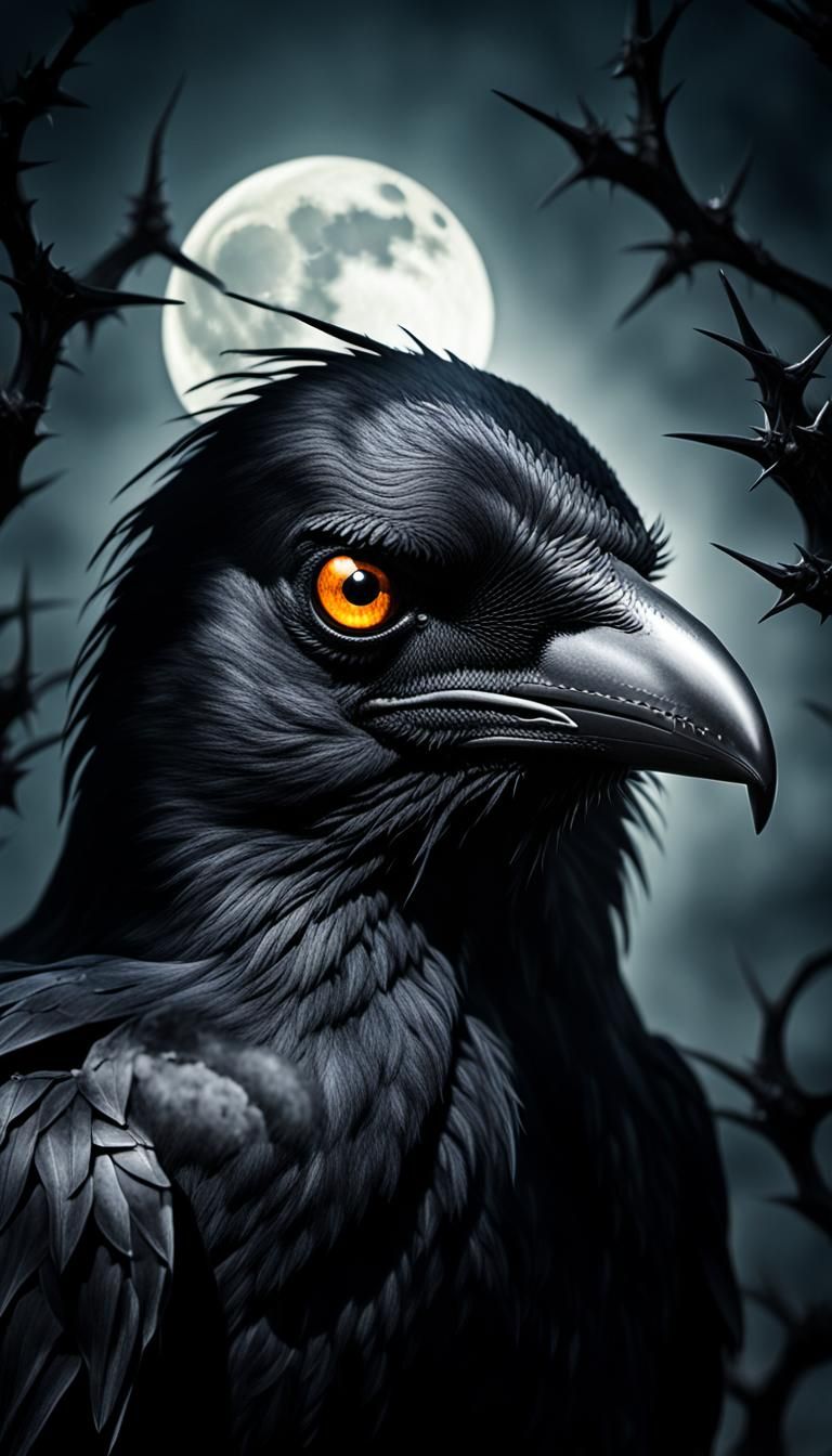 Surreal Dark Portrait of an Evil Crow