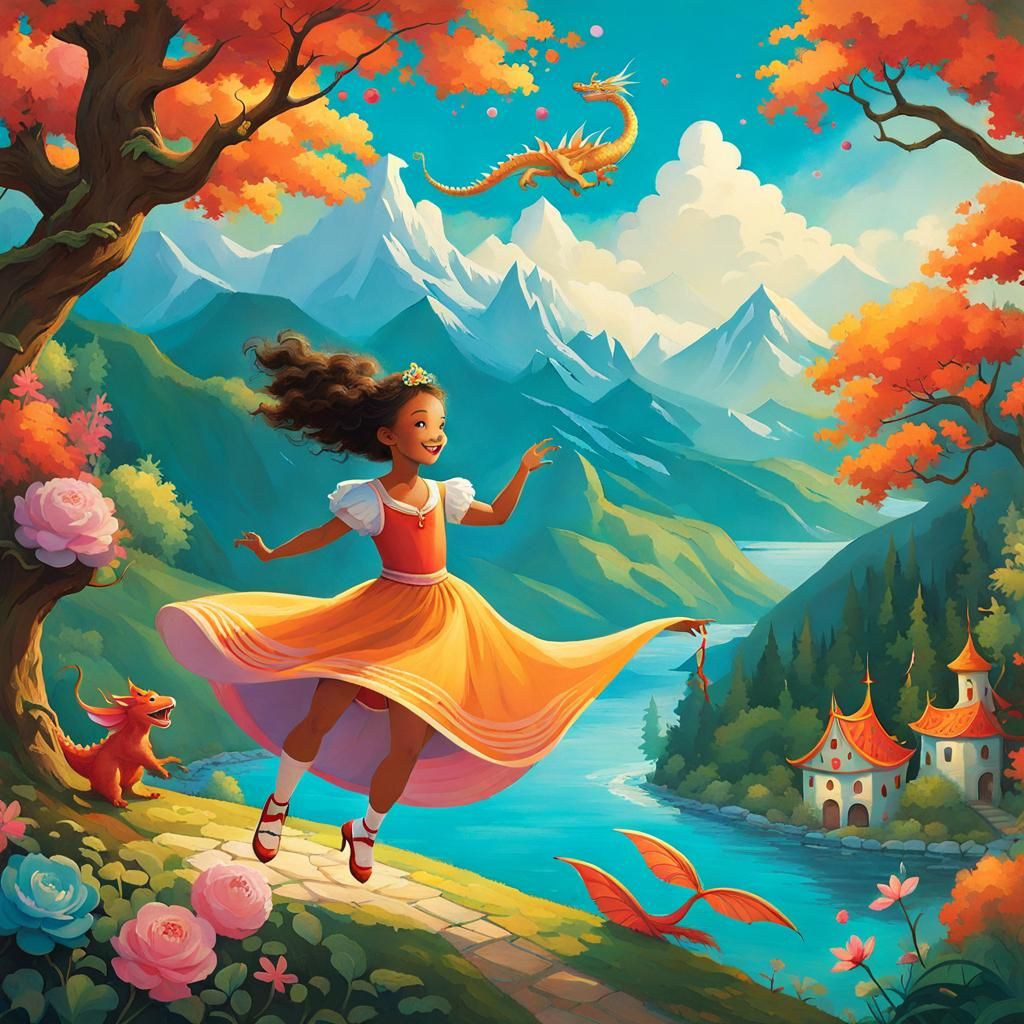 Whimsical Dancer Pursued by Luck Dragon