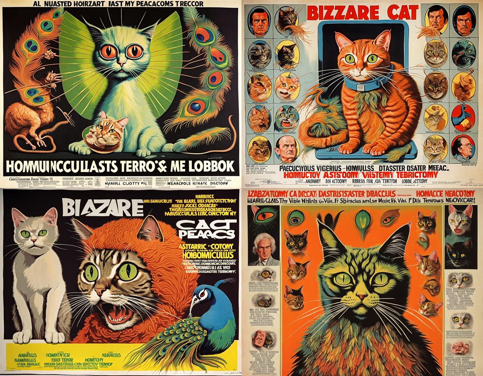 Bizarre 1970s Movie Poster: Cat, Peacock, Disaster