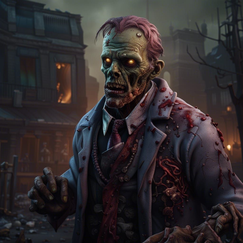 Zombie Doctor in Detailed Matte Painting