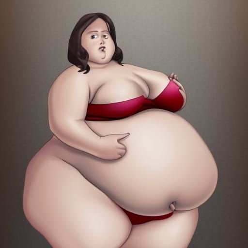 Digital Art of Overweight Woman with Bloated Belly