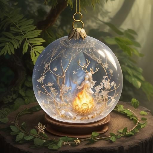 Enchanted Elf Maiden with Reindeer in Woodlands