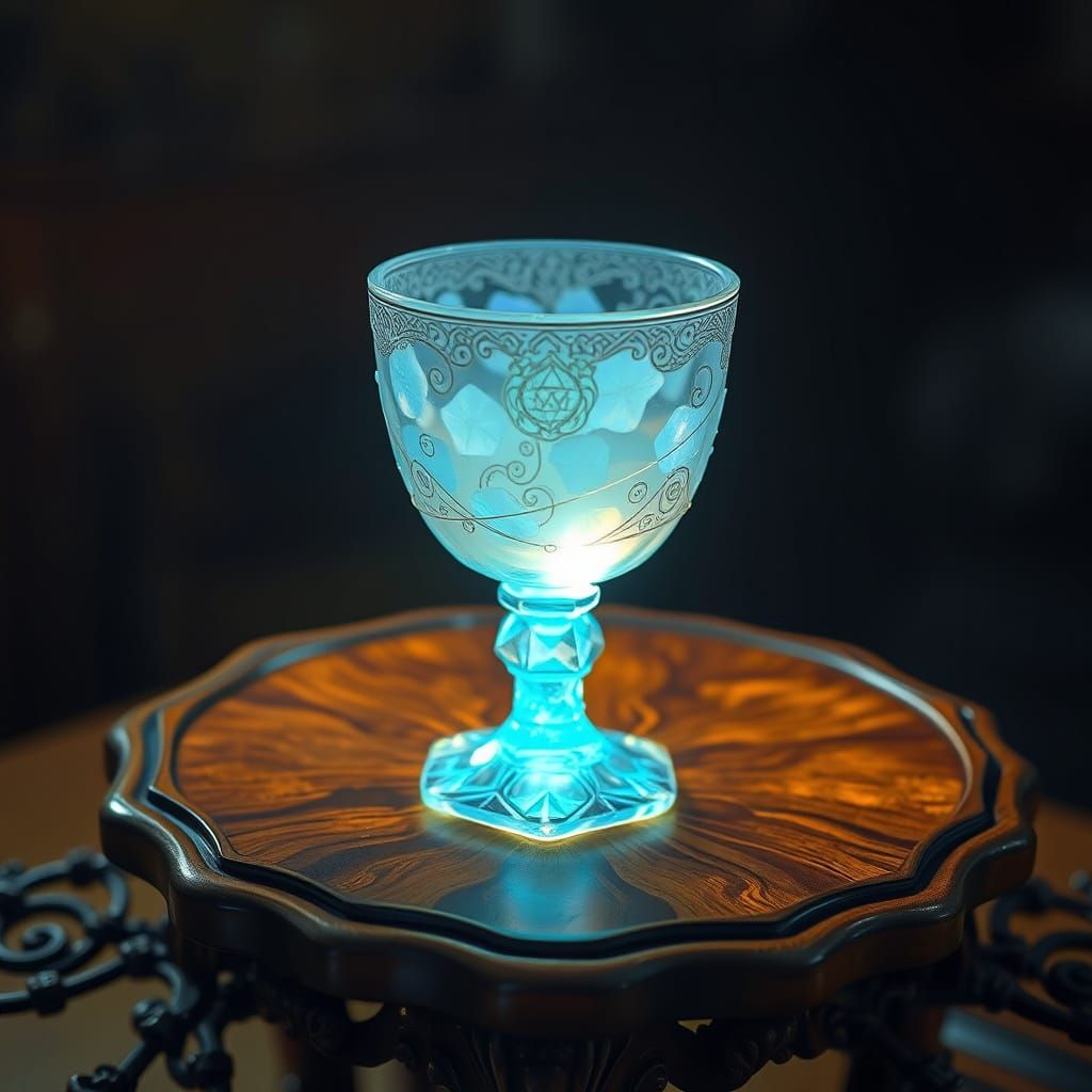 Crystal Chalice Radiates Ethereal Glow in Arcane Atmosphere