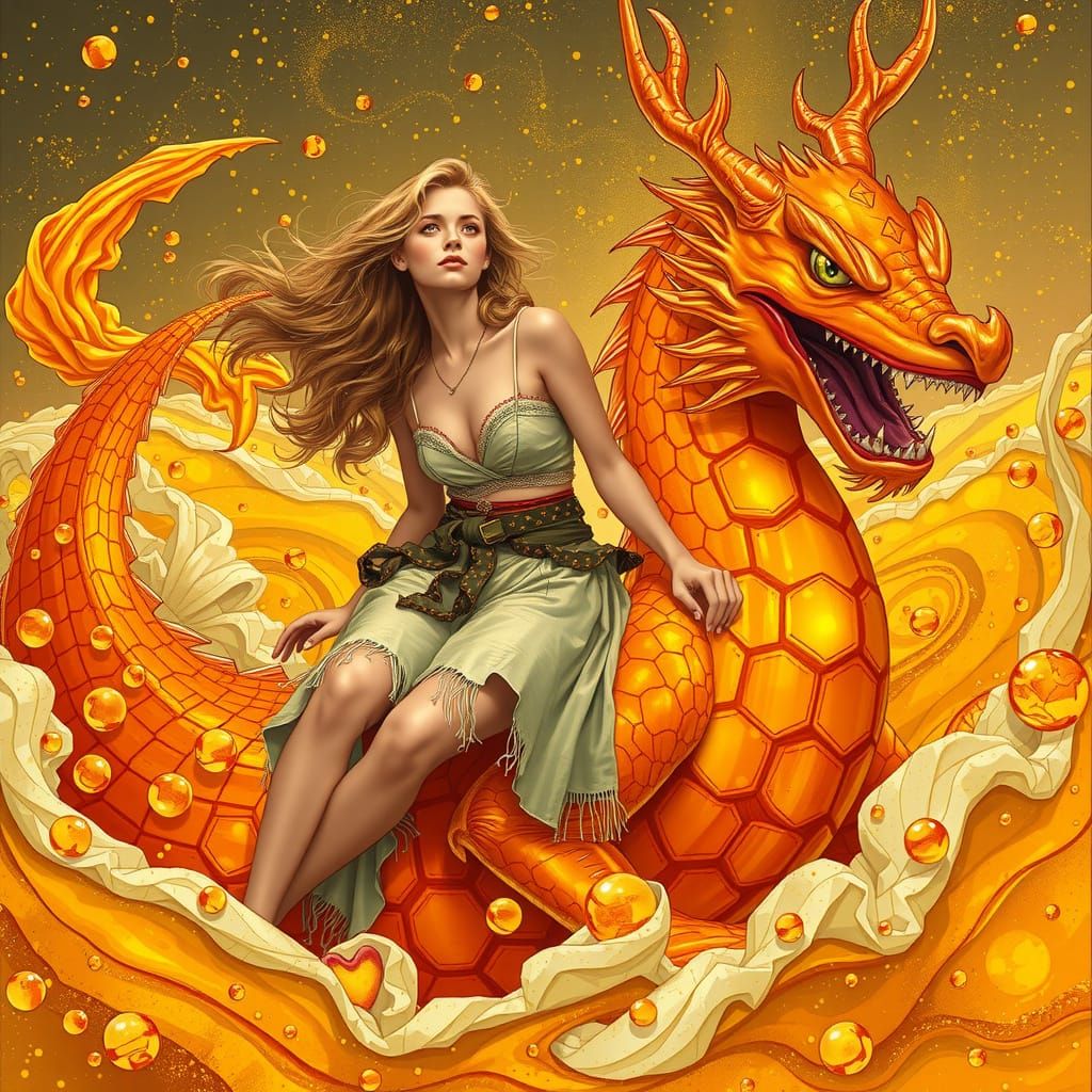 Gummy Dragon Rider: Art Nouveau Dreamscape