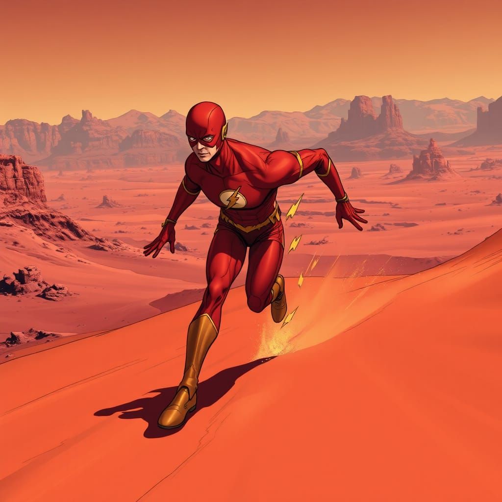 The Flash Races Across Mars in Comic Book Art