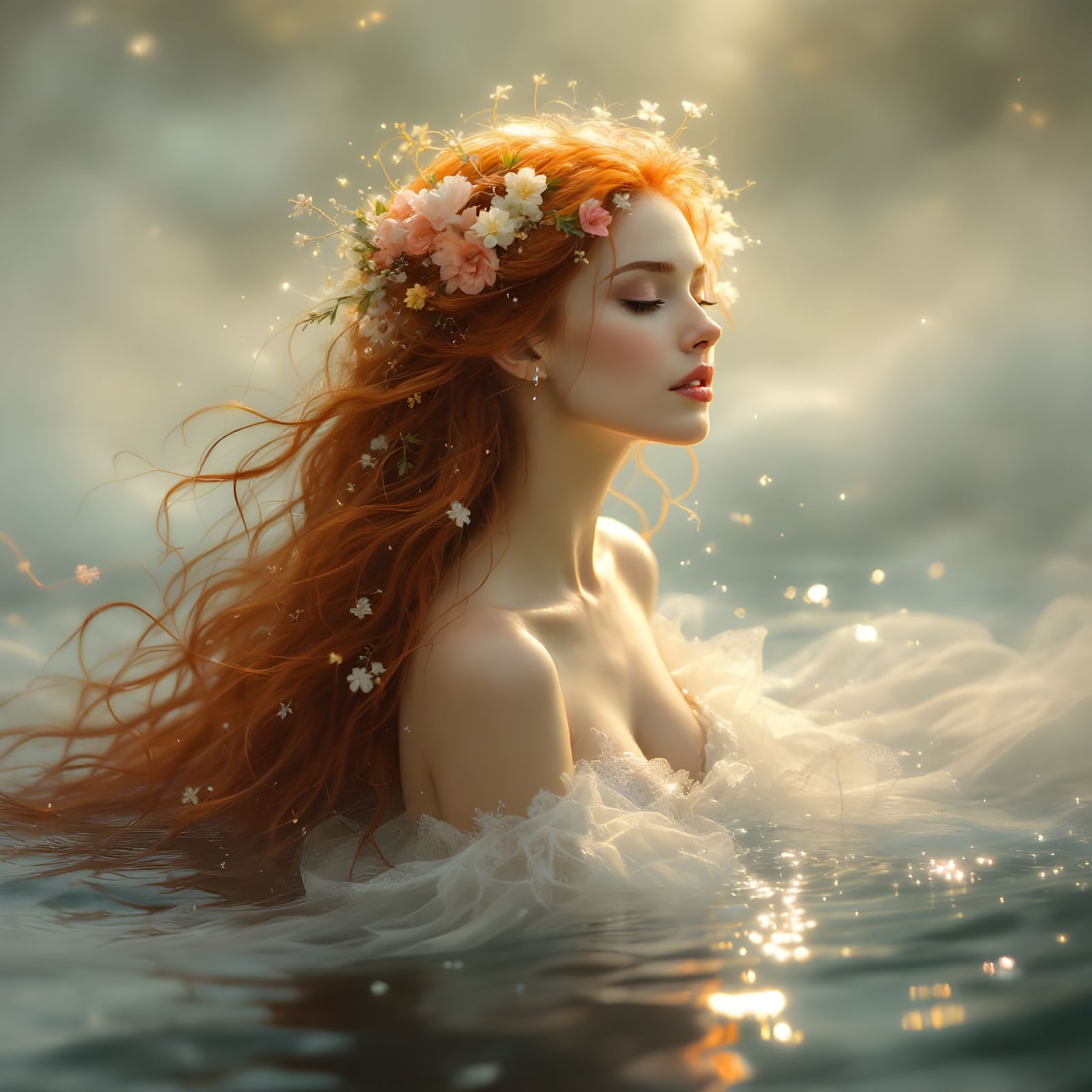 Ethereal Bride Rises from Mysterious Lake in Dreamlike Pre-R...