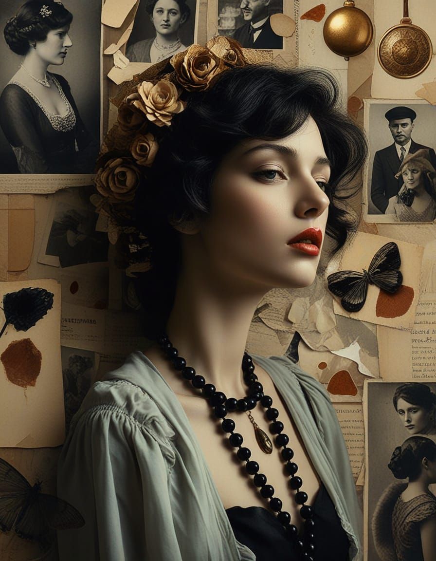 Surreal Art Deco Collage of Fragmented Identities