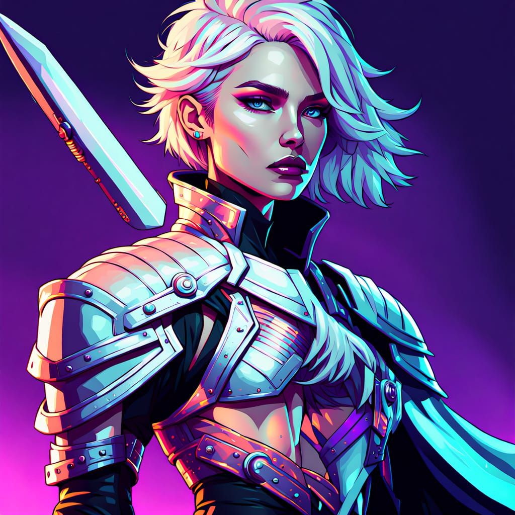 Androgynous Warrior in Vibrant Fantasy Attire