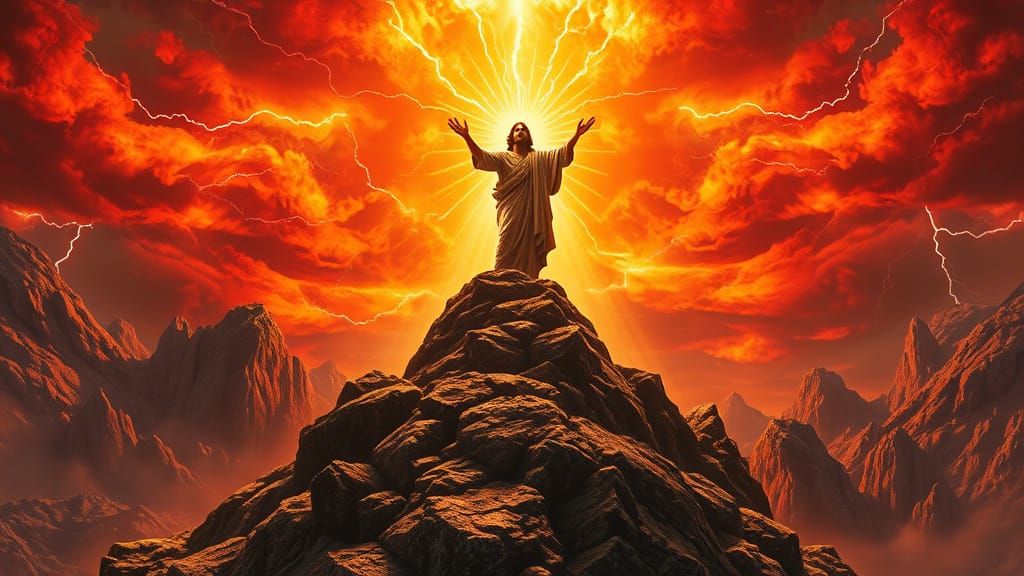 Biblical Resurrection Scene in Luminous, Grand Style