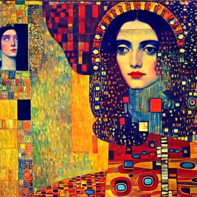Psychedelic Expressionist Portrait Inspired by Klimt and Pop...
