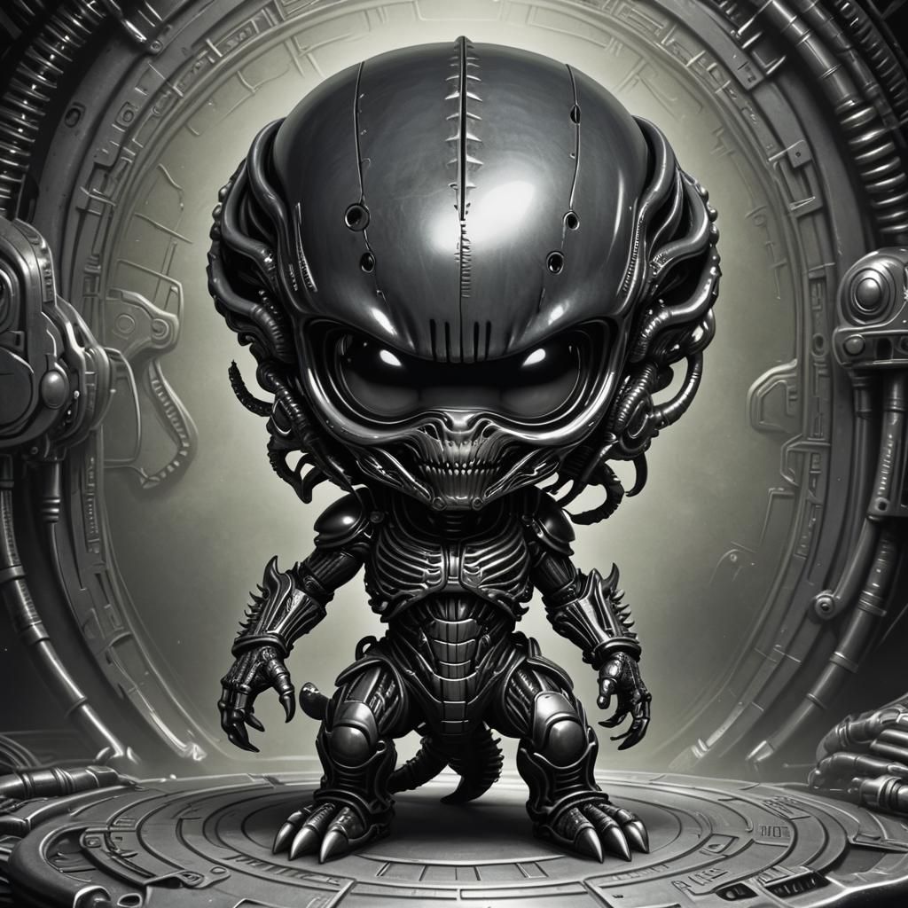 Chibi Xenomorph Adoption: Surreal Biomechanical Art