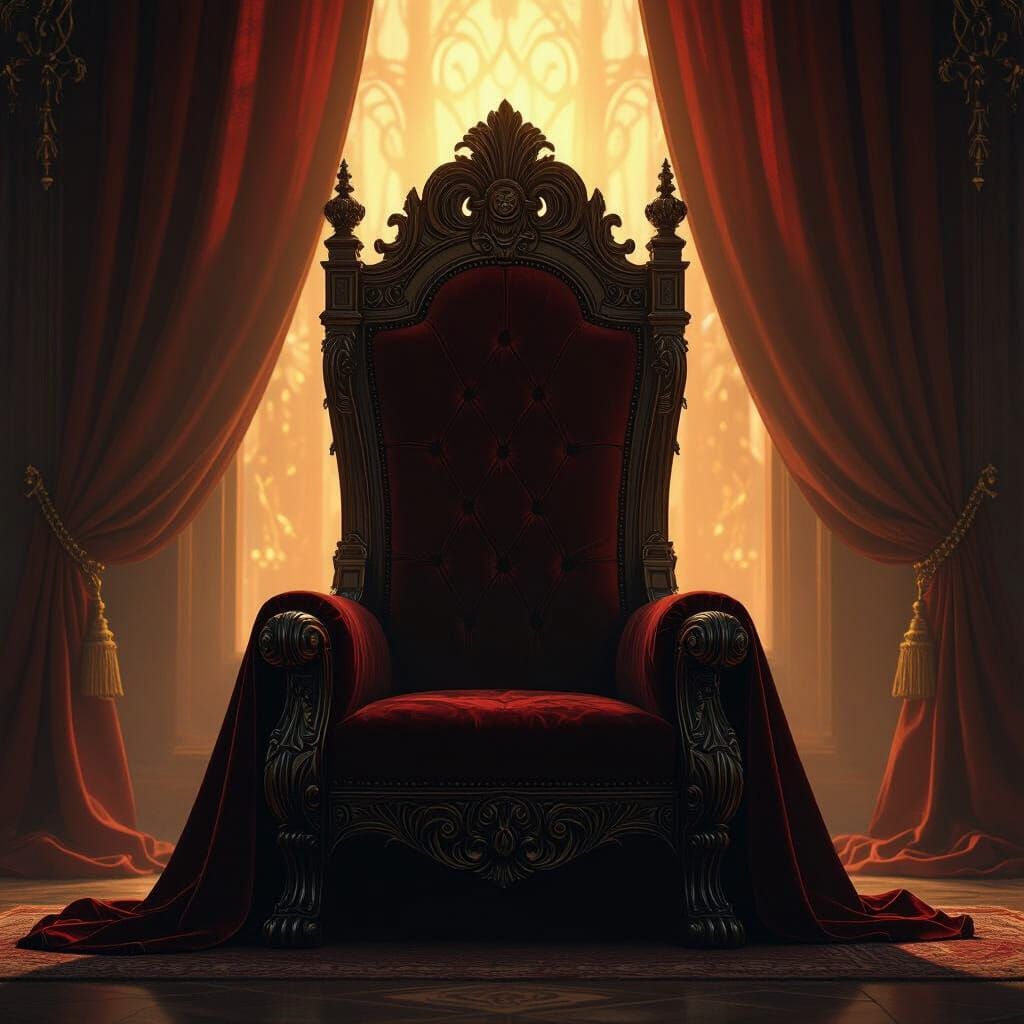 Vacant Throne Bathed in Golden Light