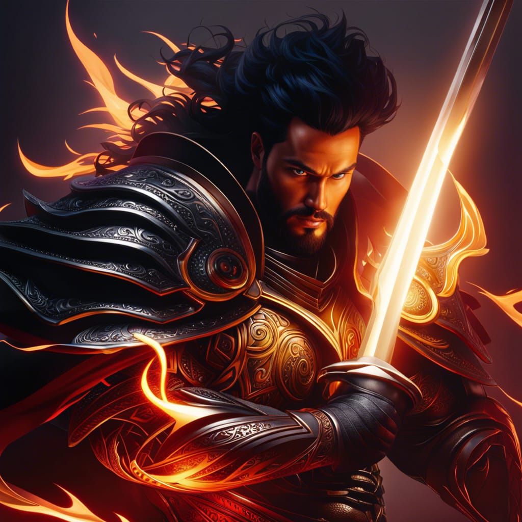 Knight with Atlantean Sword in Dark Fantasy Style