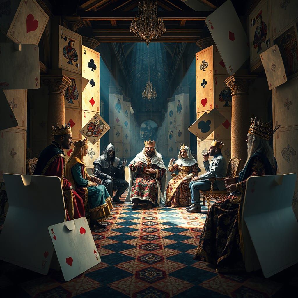 Majestic Card Kingdom Court in Cinematic Digital Art
