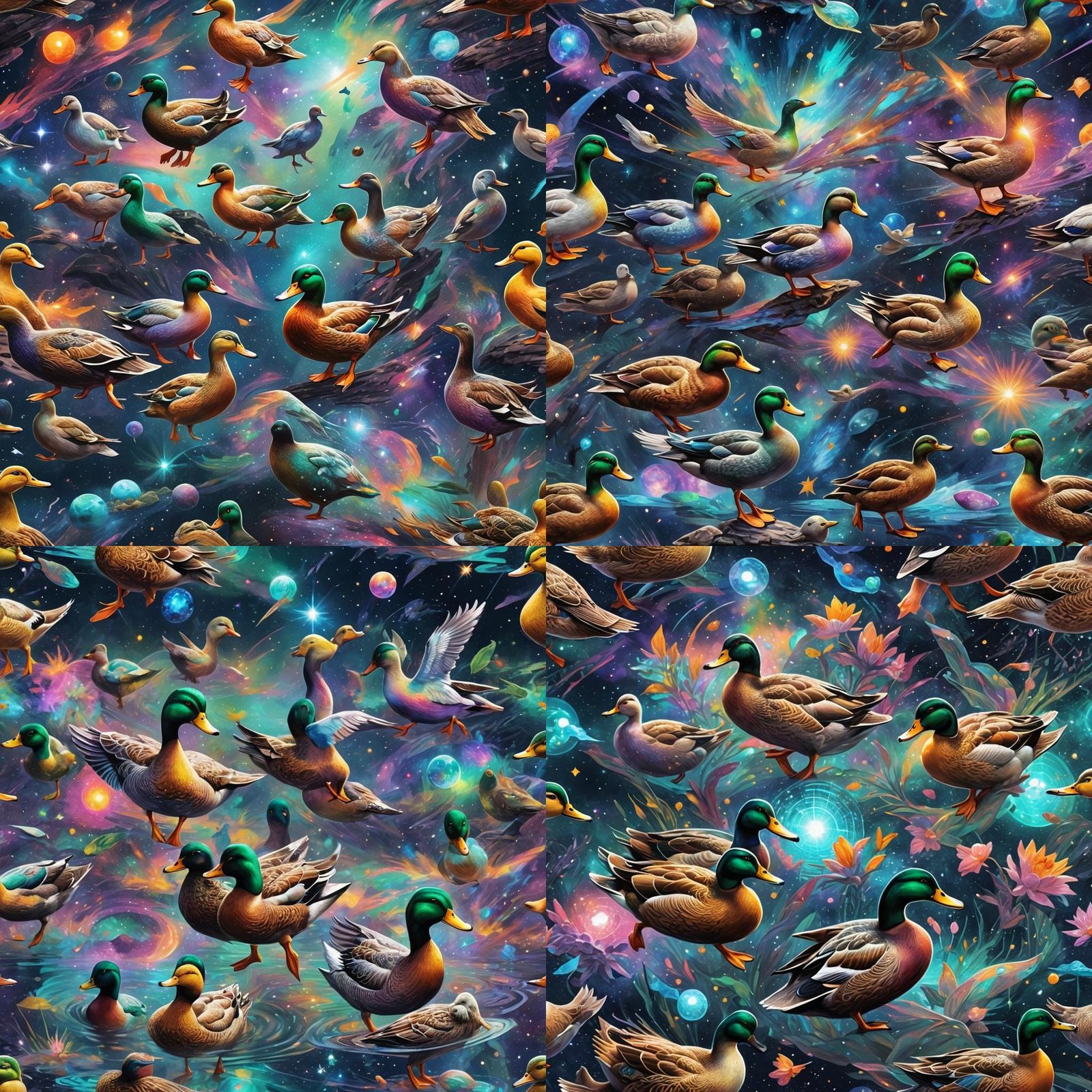 Astral Ducks in Holographic Cosmic Illustration