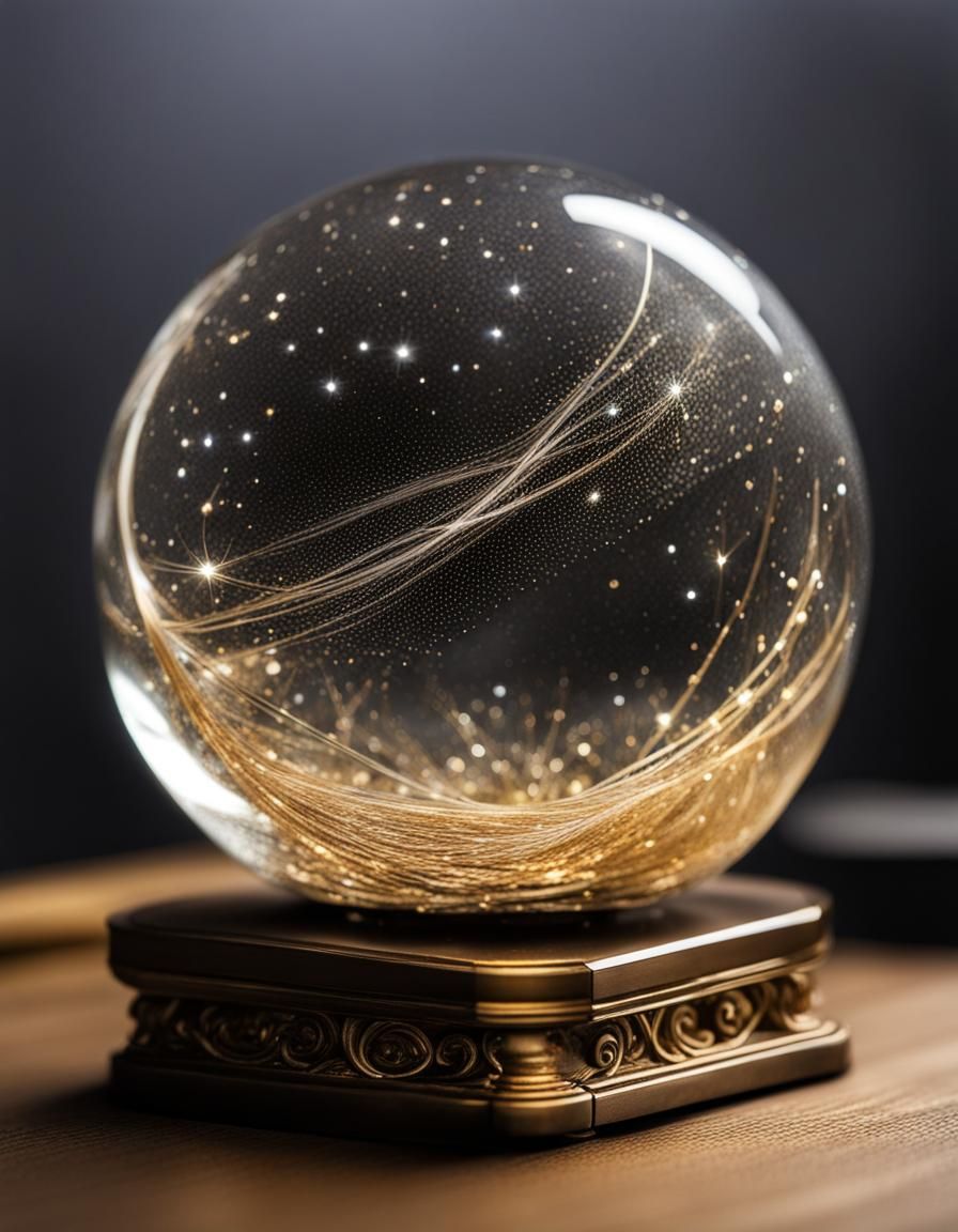 Levitating Glass Sphere with Galaxy of Stars