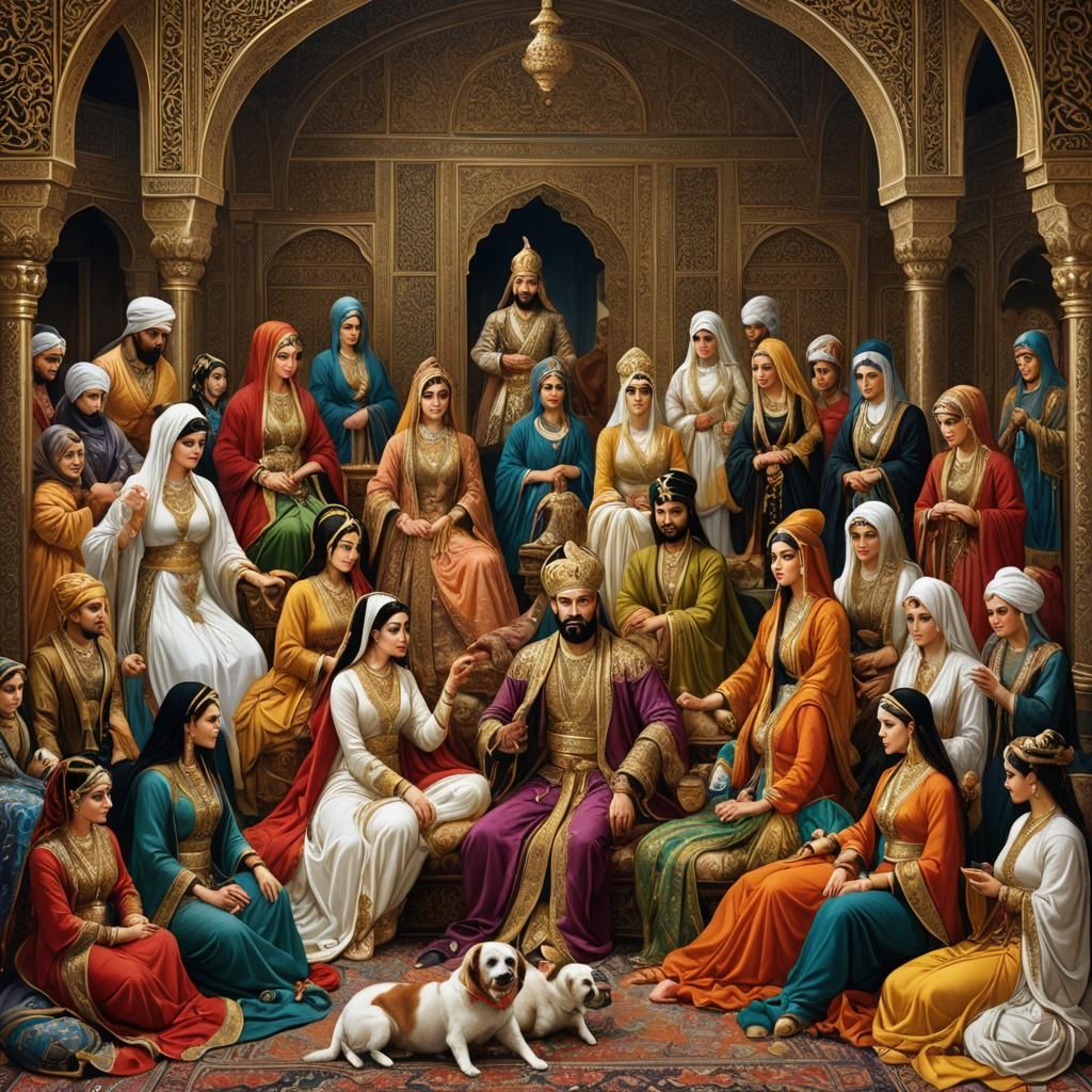 Sultan in His Harem of Beautiful Women