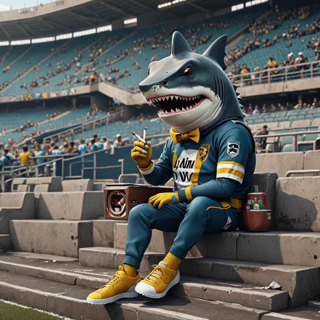 Shark Fan in Santos FC Uniform
