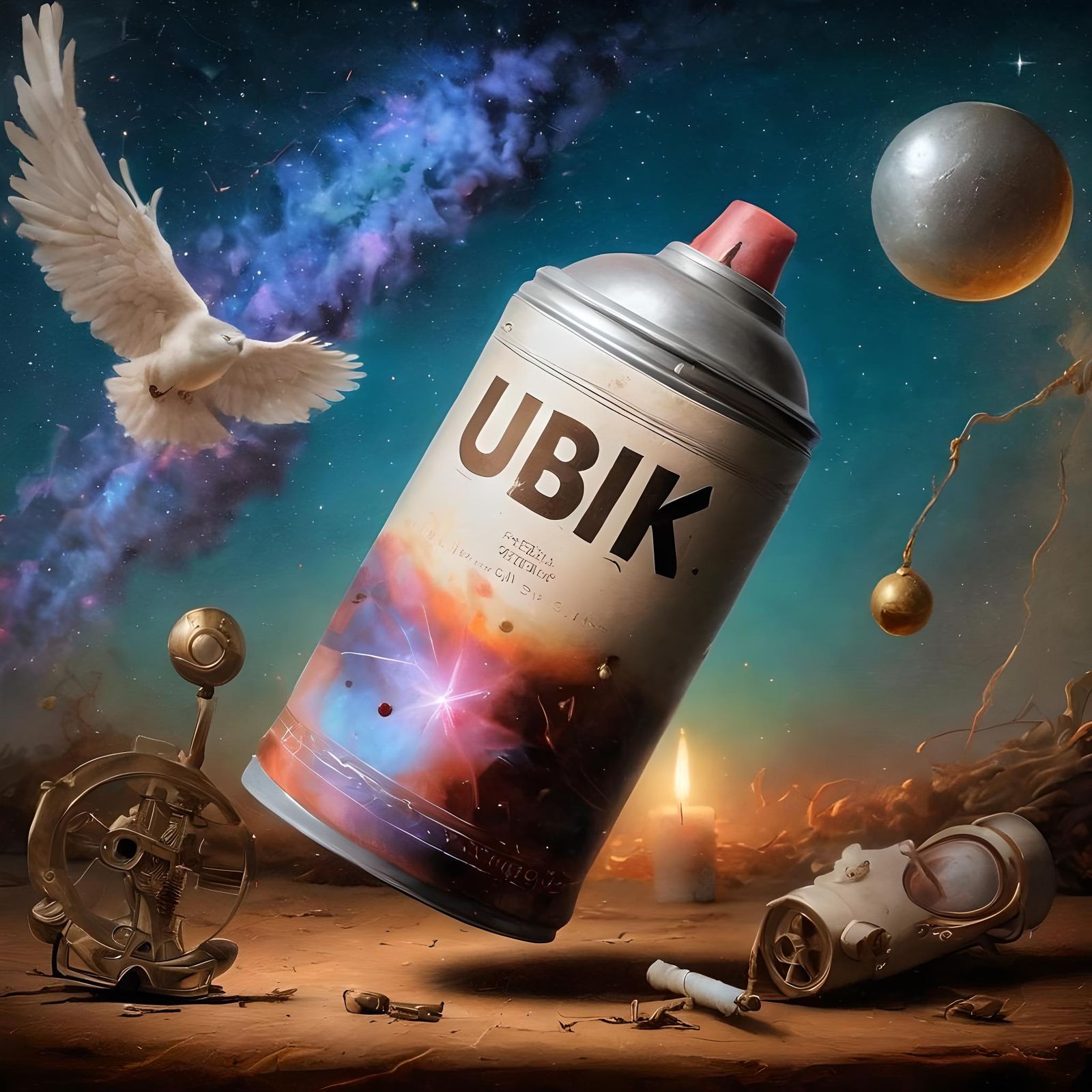 Cosmic Retro Still Life with Sextant and Cigarette