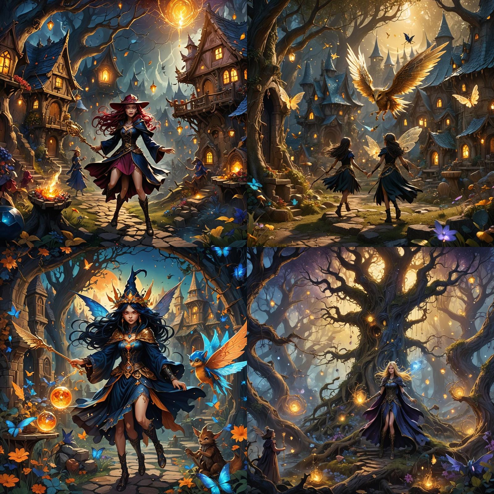 Dark Witch Steals Jewel, Fairies Fight: Matte Painting