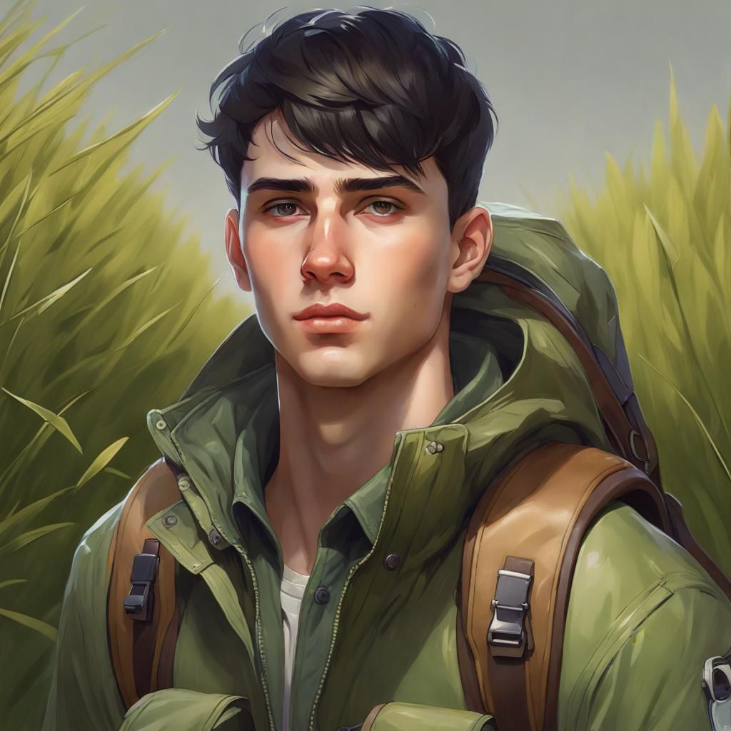 Green Eyed Student Portrait in Hyperdetailed Digital Art