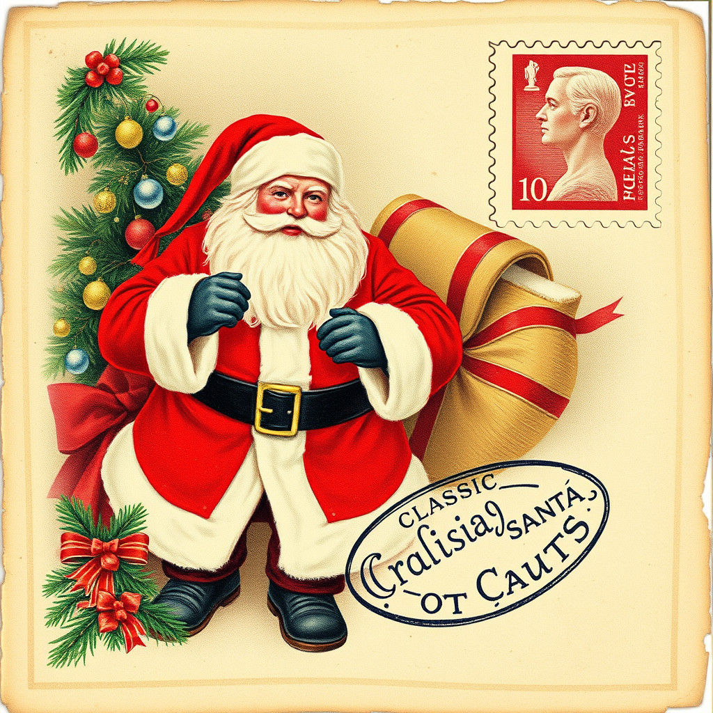 Classic Santa Claus Vintage Holiday Postcard