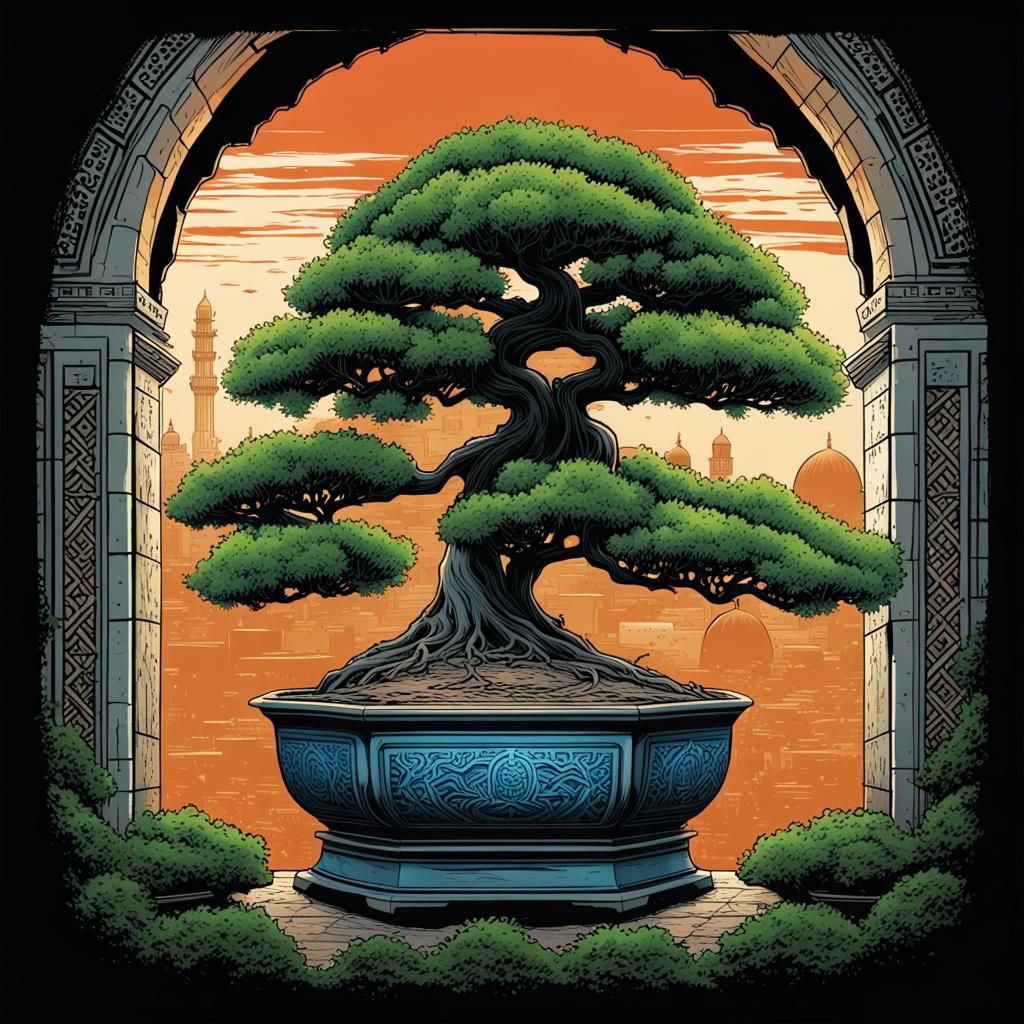 Al-Aqsa Bonsai: Comic Book Art T-Shirt Design