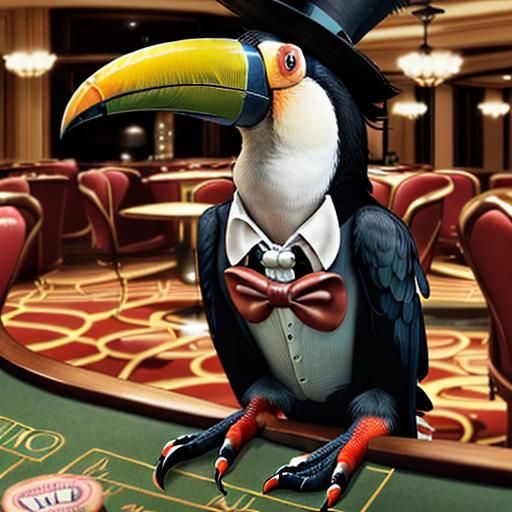 Toucan Gentleman at Casino Baccarat Table