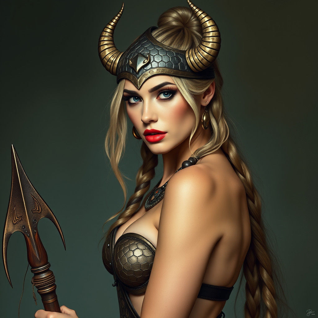 Viking Snake Woman Pinup