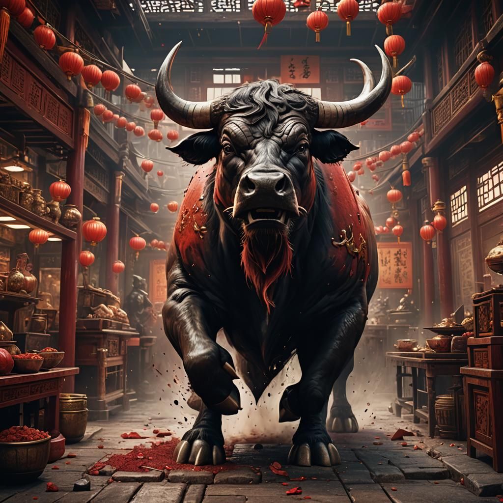Raging Bull in China Shop: Detailed Matte Painting