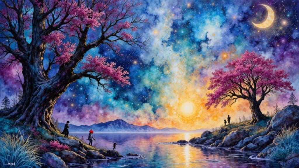 Uroracore Aetherpunk Landscape with Glass Animals