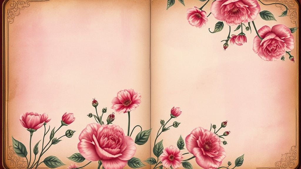 Vintage Floral Fantasy Digital Paper in Shabby Journal Style