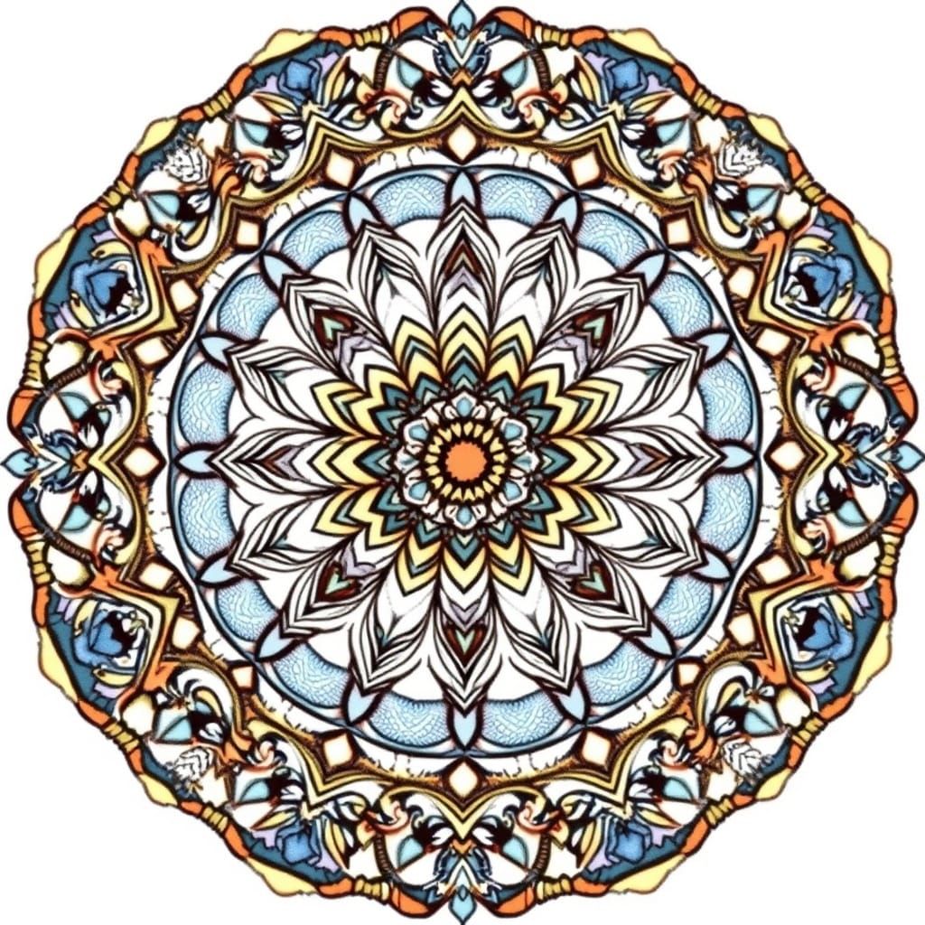 Vibrant Oceanic Mandala with Geometric Corals and Tropical F...